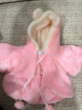 Plush Pink Faux-Fur Hooded Baby Shawl